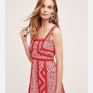 Anthropologie Maeve Women's Red Emma Sleeveless Mini Dress OB506099